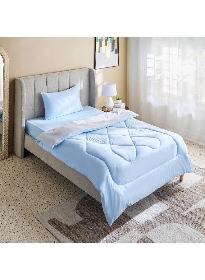 Home Box Derby 2-Piece Reversible Microfiber Single Comforter Set - 135x220 cm  - Image 2
