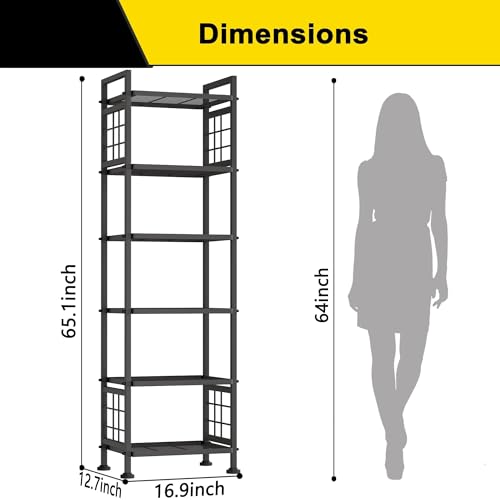 GIOTORENT 6-Wire Standing Storage Shelf for Bathroom Organizers and Storage & Laundry Room Organization, Metal Shelving Unit Pantry Rack for Kitchen & Bathroom, Black - Image 3