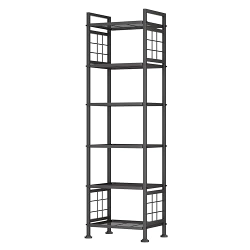 GIOTORENT 6-Wire Standing Storage Shelf for Bathroom Organizers and Storage & Laundry Room Organization, Metal Shelving Unit Pantry Rack for Kitchen & Bathroom, Black - Image 1