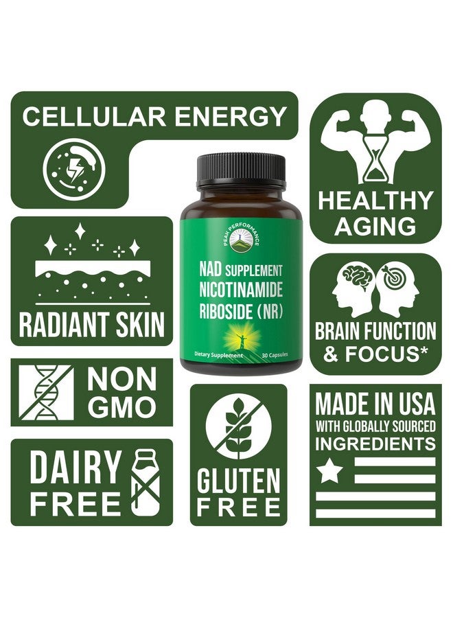 Peak Performance Nicotinamide Riboside NR Supplement. NMN Alternative NAD Supplement + Niacinamide For NAD+ Levels As We Age. Third Party Tested, Non-GMO, Gluten Free, Vegan NR Vitamin Supplements For Women And Men - Image 3