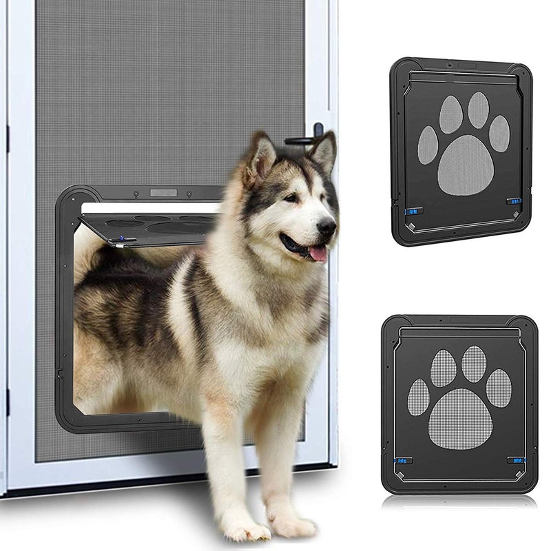 Pet Screen Door, Inside size 41cm*37cm*2cm Magnetic Flap Screen Automatic Lockable Black Door for Small/Medium Dog and Cat Gate - Image 3