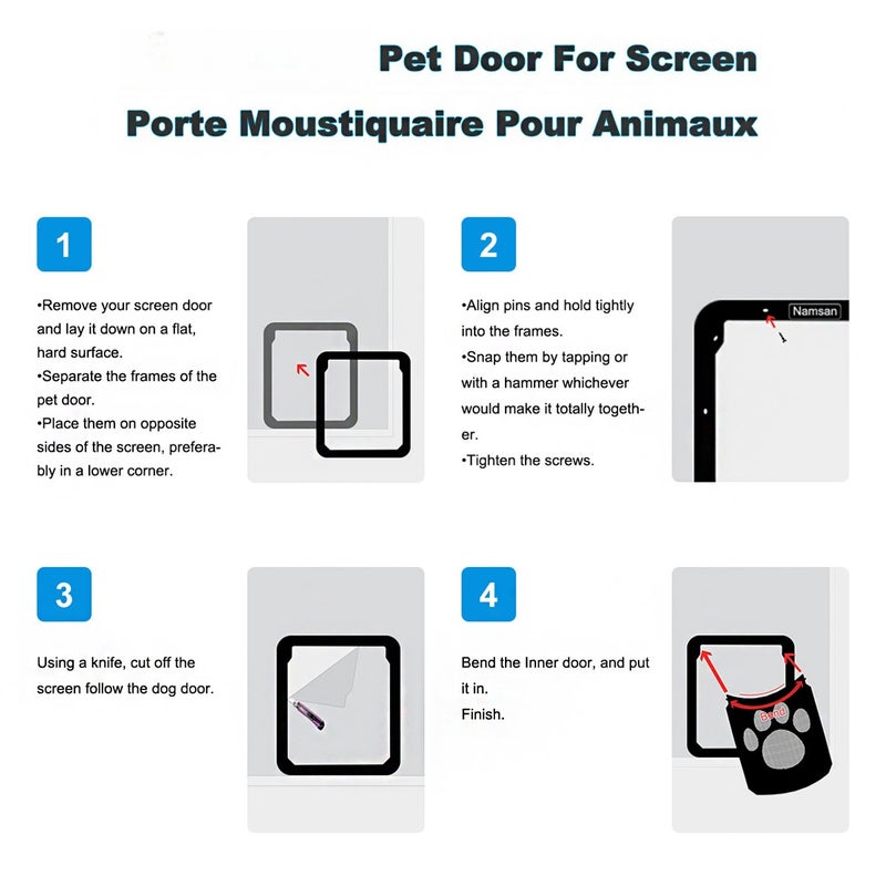 Pet Screen Door, Inside size 41cm*37cm*2cm Magnetic Flap Screen Automatic Lockable Black Door for Small/Medium Dog and Cat Gate - Image 5