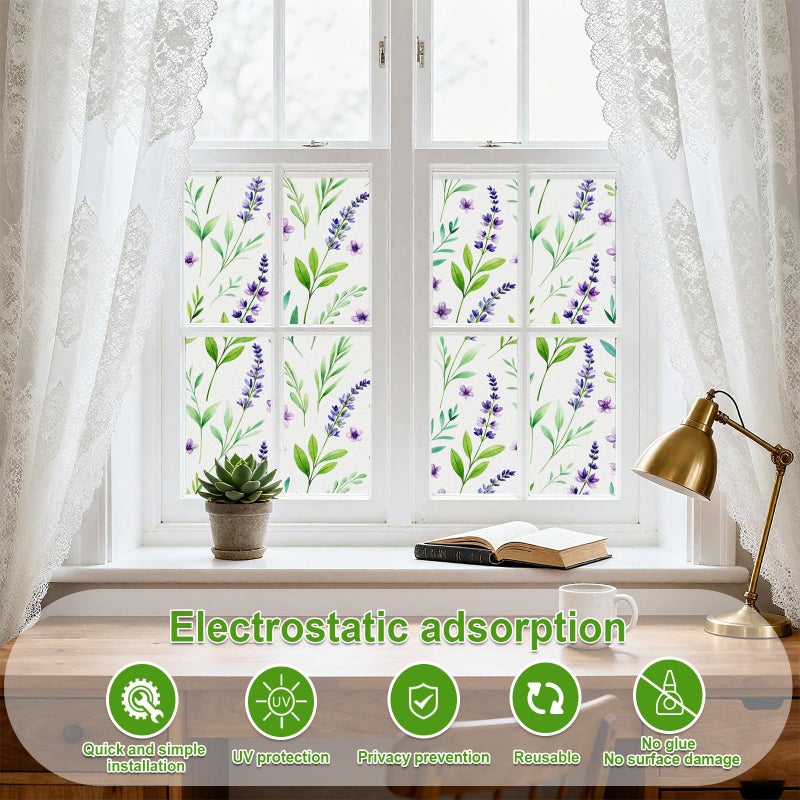 SOMWISE Frosted Glass Window Film, Heat Insulation, UV Block, Anti-Glare, One Way Privacy Tint, Static Cling for Home Bathroom Door, Renter Friendly, Day & Night Privacy - Image 2