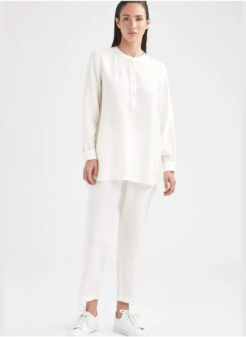 ديفاكتو Woman Woven Top Relax Fit Regular Long Sleeve Woven Tunic