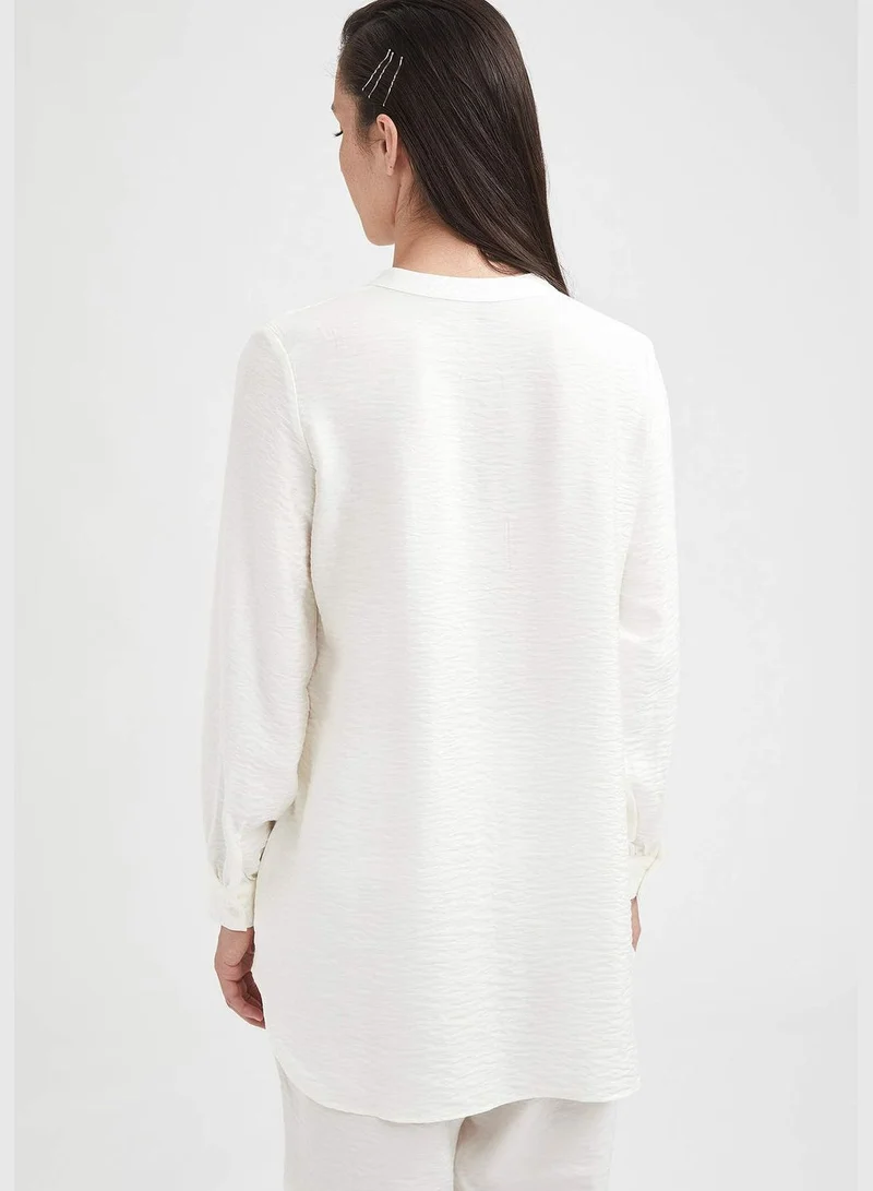 ديفاكتو Woman Woven Top Relax Fit Regular Long Sleeve Woven Tunic
