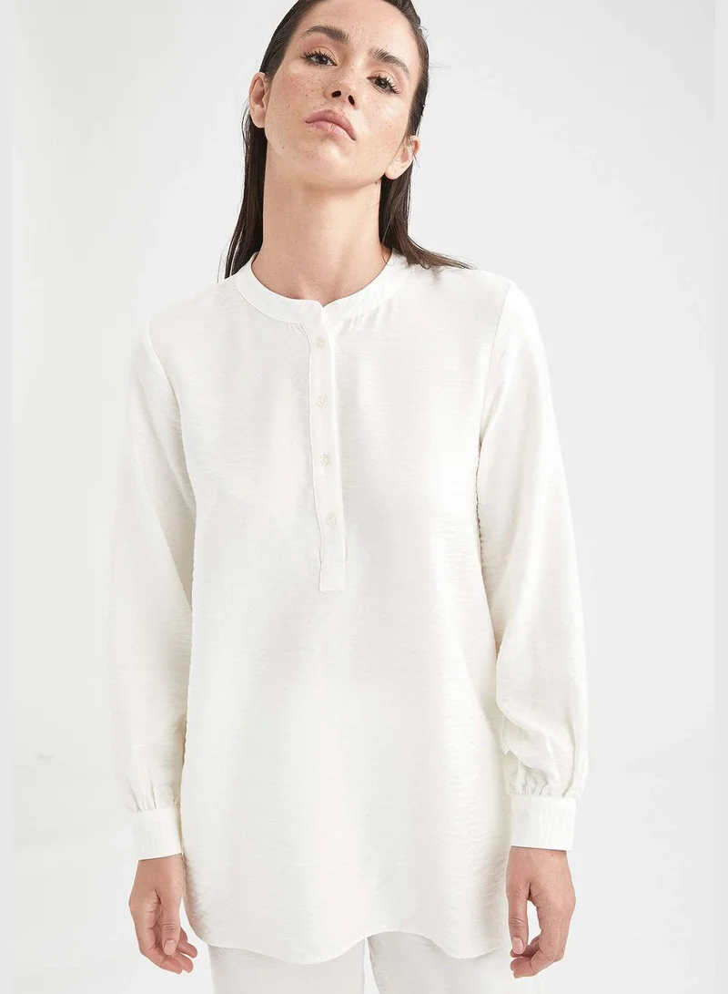 ديفاكتو Woman Woven Top Relax Fit Regular Long Sleeve Woven Tunic