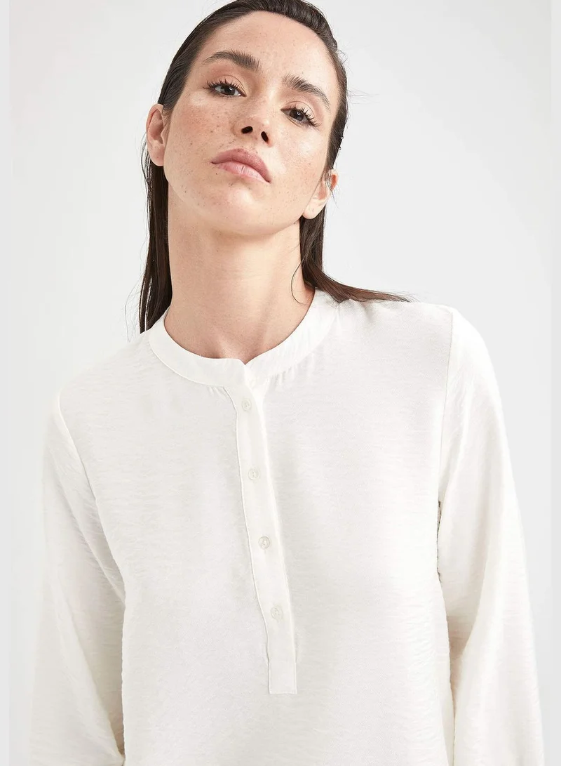 ديفاكتو Woman Woven Top Relax Fit Regular Long Sleeve Woven Tunic