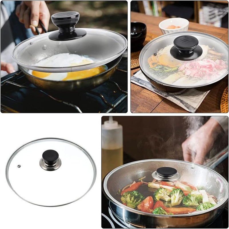 OSALADI Tempered Glass Lid with Bakelite Knob Pots Skillets Ventd Lid Heat Resistant Cookware Handle Universal Pans Pots Cover for Frying Pan Woks 28cm - Image 5