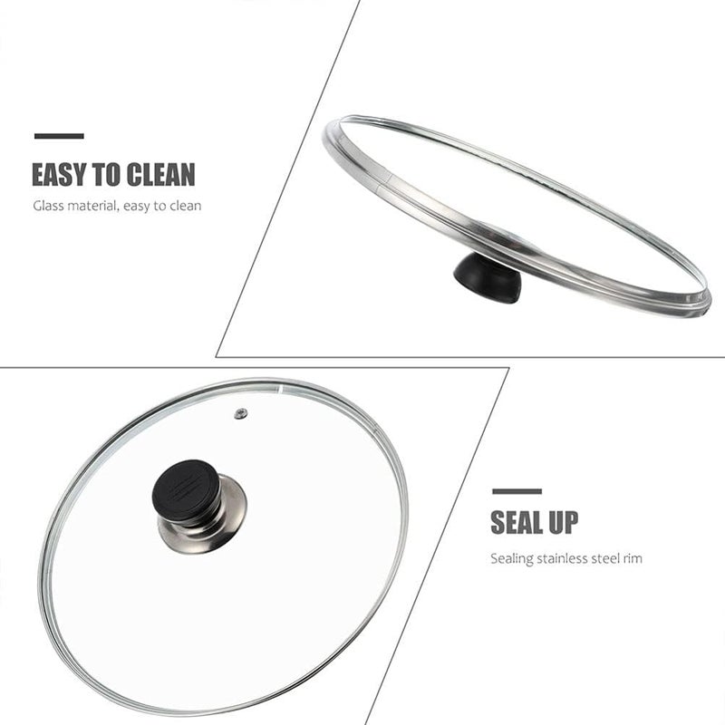 OSALADI Tempered Glass Lid with Bakelite Knob Pots Skillets Ventd Lid Heat Resistant Cookware Handle Universal Pans Pots Cover for Frying Pan Woks 28cm - Image 3