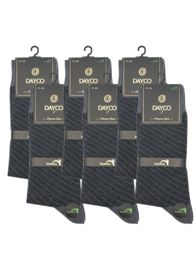 DAYCO Men’s Formal Bamboo Socks (6 Pairs, Dark Grey, Size 41-45) – Ultra Smooth, Soft & Breathable Dress Socks, Anti-Bacterial & Cooling Comfort for Business and Office Wear - Image 1
