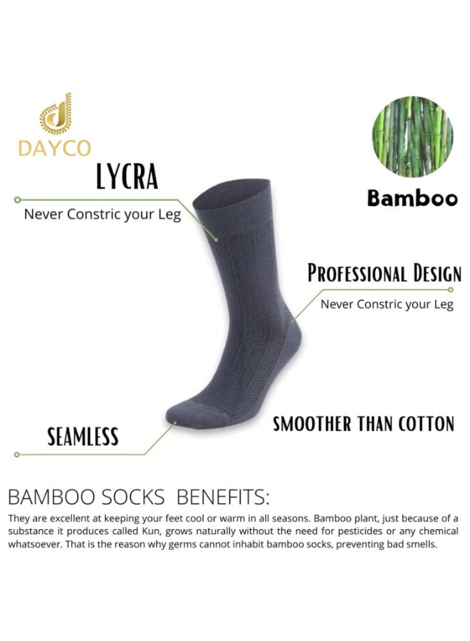 DAYCO Men’s Formal Bamboo Socks (6 Pairs, Dark Grey, Size 41-45) – Ultra Smooth, Soft & Breathable Dress Socks, Anti-Bacterial & Cooling Comfort for Business and Office Wear - Image 5