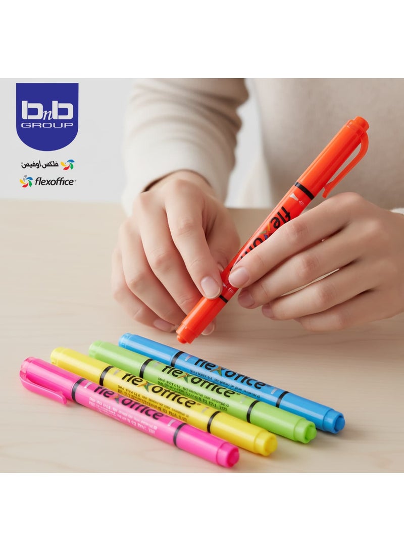 FLEXOFFICE Pack of 5 Double-Ended Highlighters - Pink - 4.0 mm and 1.0 mm - Image 4