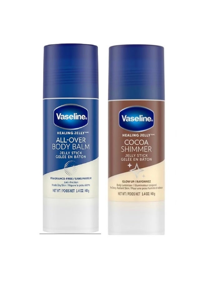 فازلين مرطب فازلين للجسم بنكهة الكاكاو اللامع، جيلي ستيك، وبلسم للجسم بالكامل