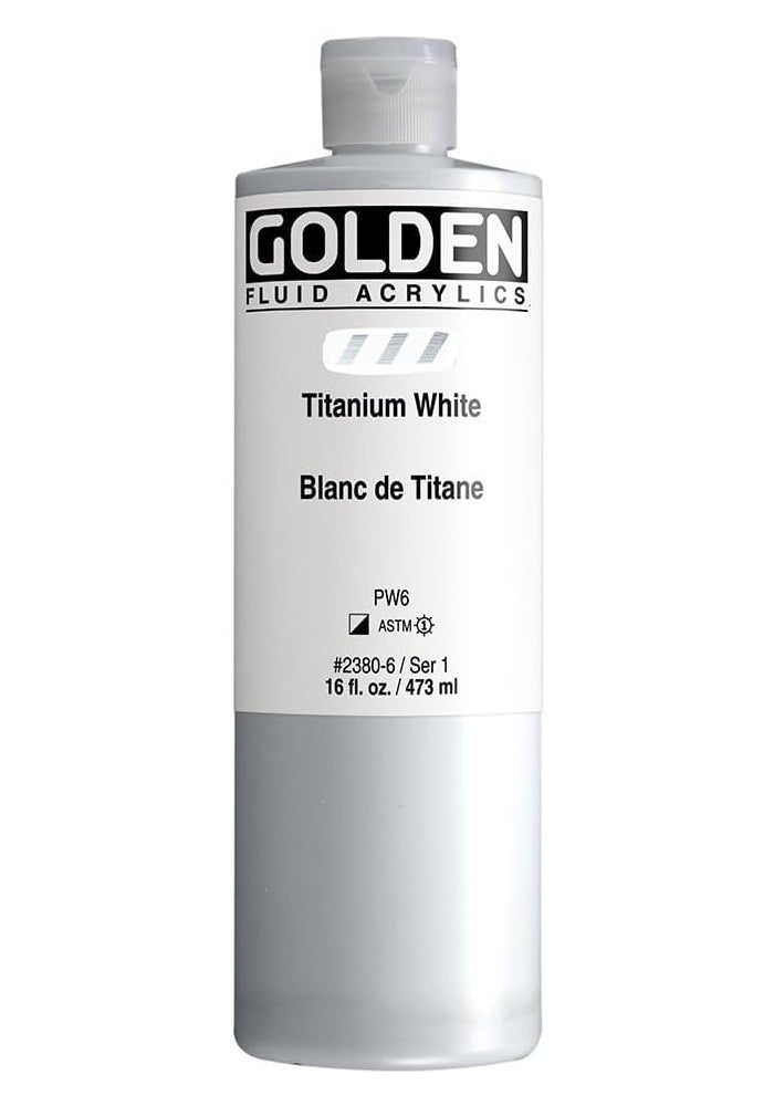 Golden Fluid Acrylic Paint, 16 oz., Titanium White - Highly Intense and Permanent - Image 1