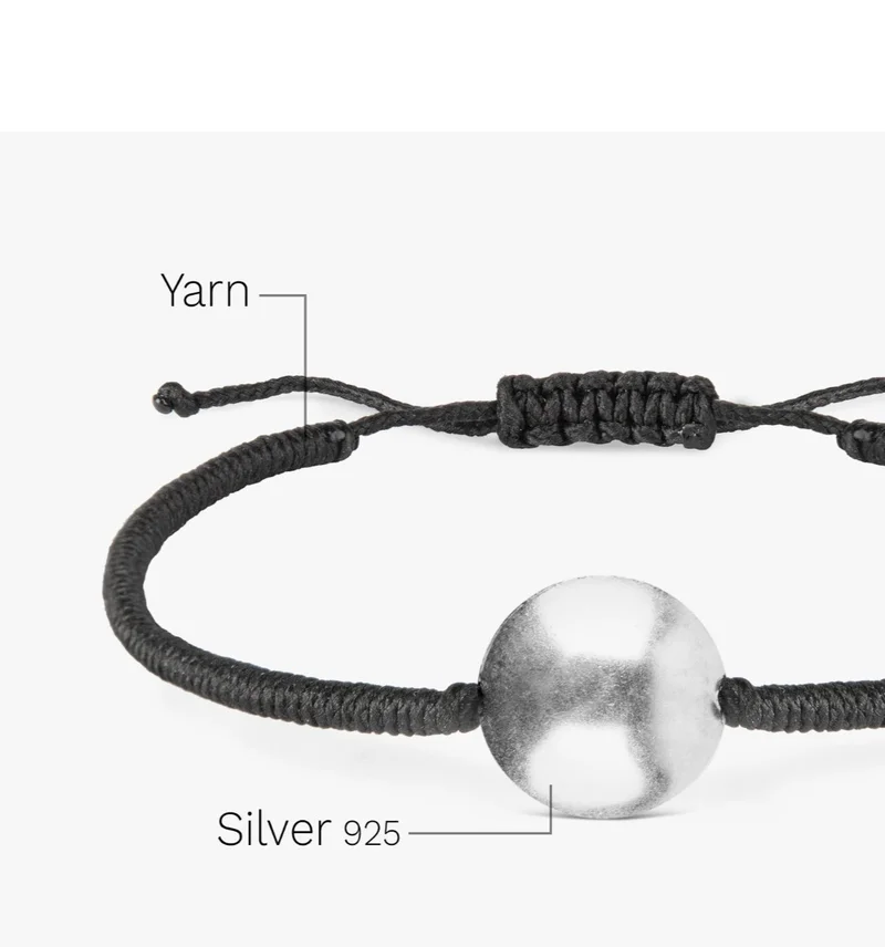 Minza  Minza “Shield” Men’s Silver Bracelet, Sterling Silver 925 Circle Plaque, Handmade Adjustable Black Hemp Cord Bracelet, Jewelry for Casual & Everyday Wear  | Best Price UAE