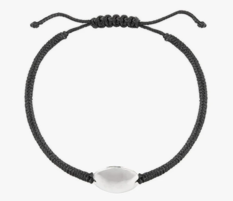 Minza  Minza “Shield” Men’s Silver Bracelet, Sterling Silver 925 Circle Plaque, Handmade Adjustable Black Hemp Cord Bracelet, Jewelry for Casual & Everyday Wear  | Best Price UAE