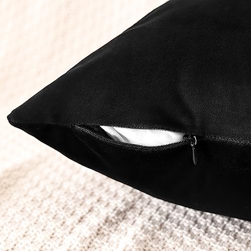 OTOSTAR Set of 4 Decorative Throw Pillow Covers Soft Velvet Solid Square Pillow Cases Luxury Cushion Covers Case for Sofa Car Patio Bedroom Living Room 18x18 Inch, Black - Image 5