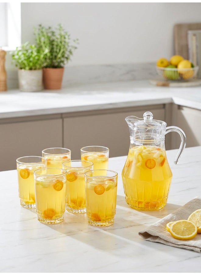 Luminarc Victoria 7 Piece Drink Set includes 1.8L Jug, 6 x 270ml  Lancier Glass Tumblers, Made of Annealed High Quality & Durable Glass - Image 2