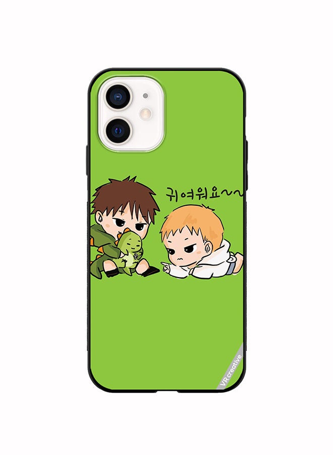 VR CREATIVE Protective Case Cover For Apple iPhone 12 mini Two Cute Kids Playing With Dino Design Multicolour - Image 1