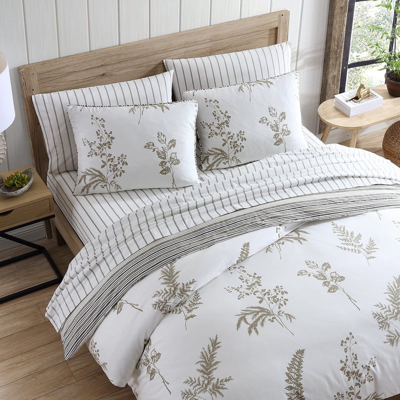 Stone Cottage - King Duvet Cover Set, Cotton Sateen Bedding with Matching Shams, Elegant Bedding Set (Willow Tan/Beige, King) - Image 3