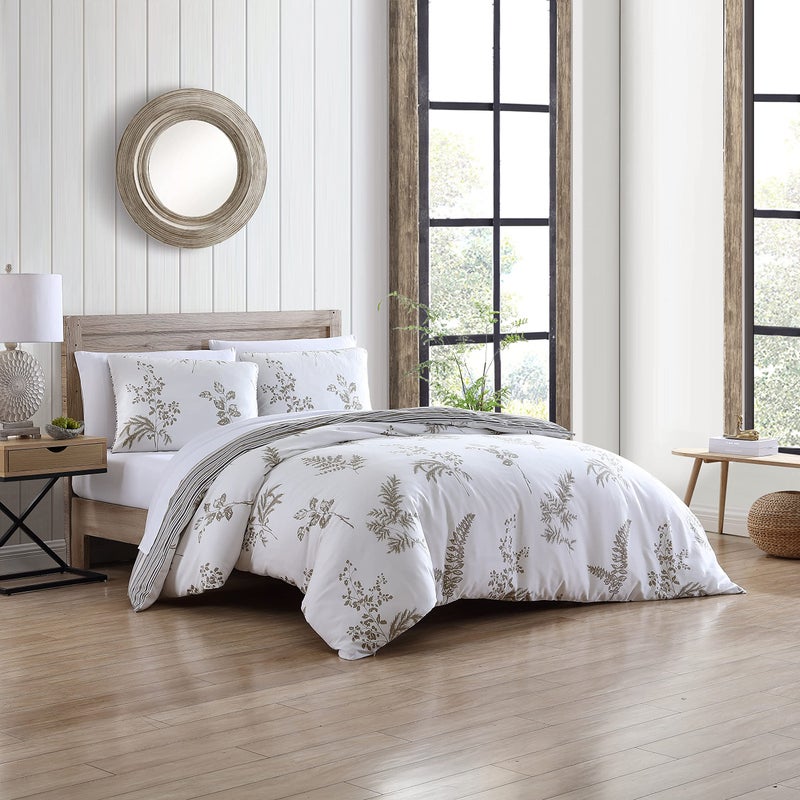 Stone Cottage - King Duvet Cover Set, Cotton Sateen Bedding with Matching Shams, Elegant Bedding Set (Willow Tan/Beige, King) - Image 2