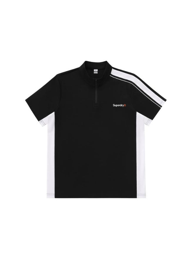 سوبر دراي Superdry Unisex Half Zip Color Block Sport Polo Shirt, Contrast Stripe Quick Dry Athletic Short Sleeve Training Tee for Men Women Workout Running - Image 3
