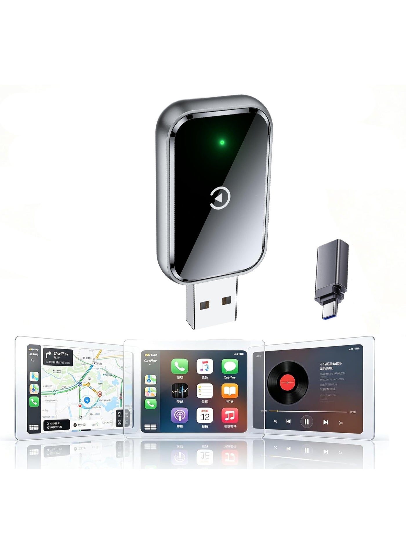 Wireless CarPlay Adapter for Carplay & Android, Convert Wired to Wireless Apple CarPlay Adapter, Extension Cable USB & USB-C/Type-C