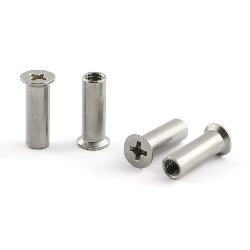 PZRT 4 Set Door Handle Hardware Lever Handle Screws Connecting Bolts & Sleeves Phillips Drive Flat Countersunk Head Fixing Cutting Slot Articulated Screw M4x60mm - Image 4