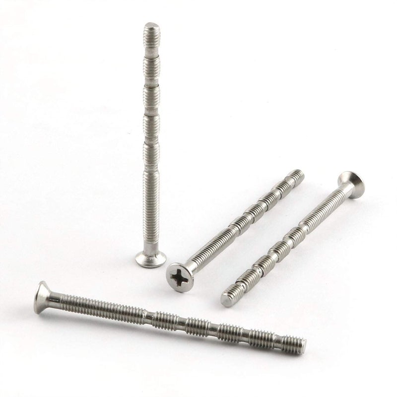 PZRT 4 Set Door Handle Hardware Lever Handle Screws Connecting Bolts & Sleeves Phillips Drive Flat Countersunk Head Fixing Cutting Slot Articulated Screw M4x60mm - Image 3