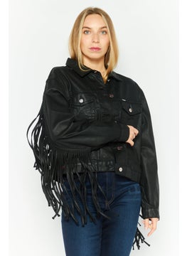 Wrangler Women Washed Denim Jacket, Black  - Image 1