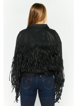 Wrangler Women Washed Denim Jacket, Black  - Image 2