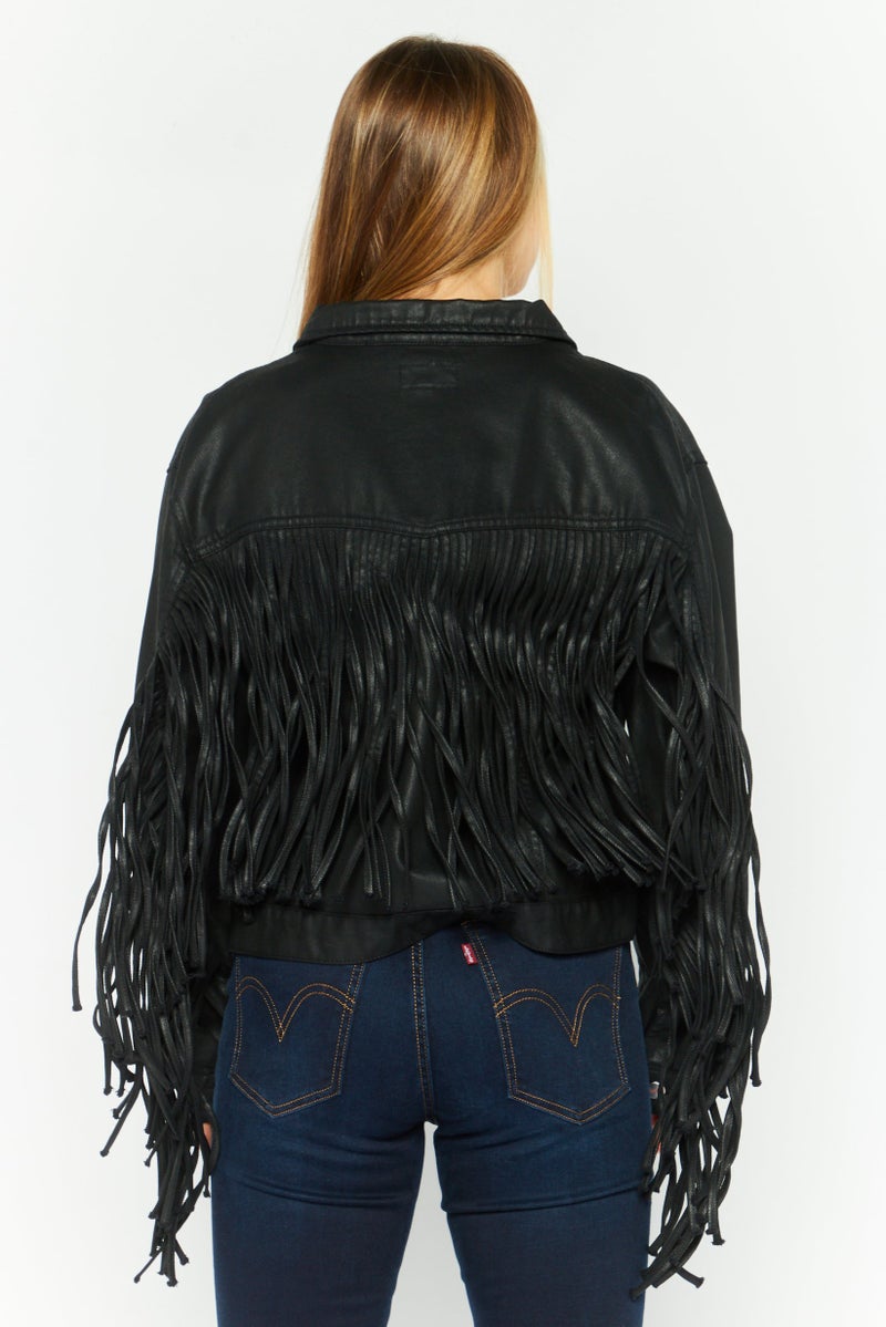 Wrangler جاكيت جينز مغسول للنساء، أسود - Image 2