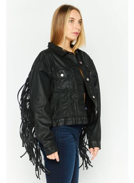 Wrangler Women Washed Denim Jacket, Black  - Image 3