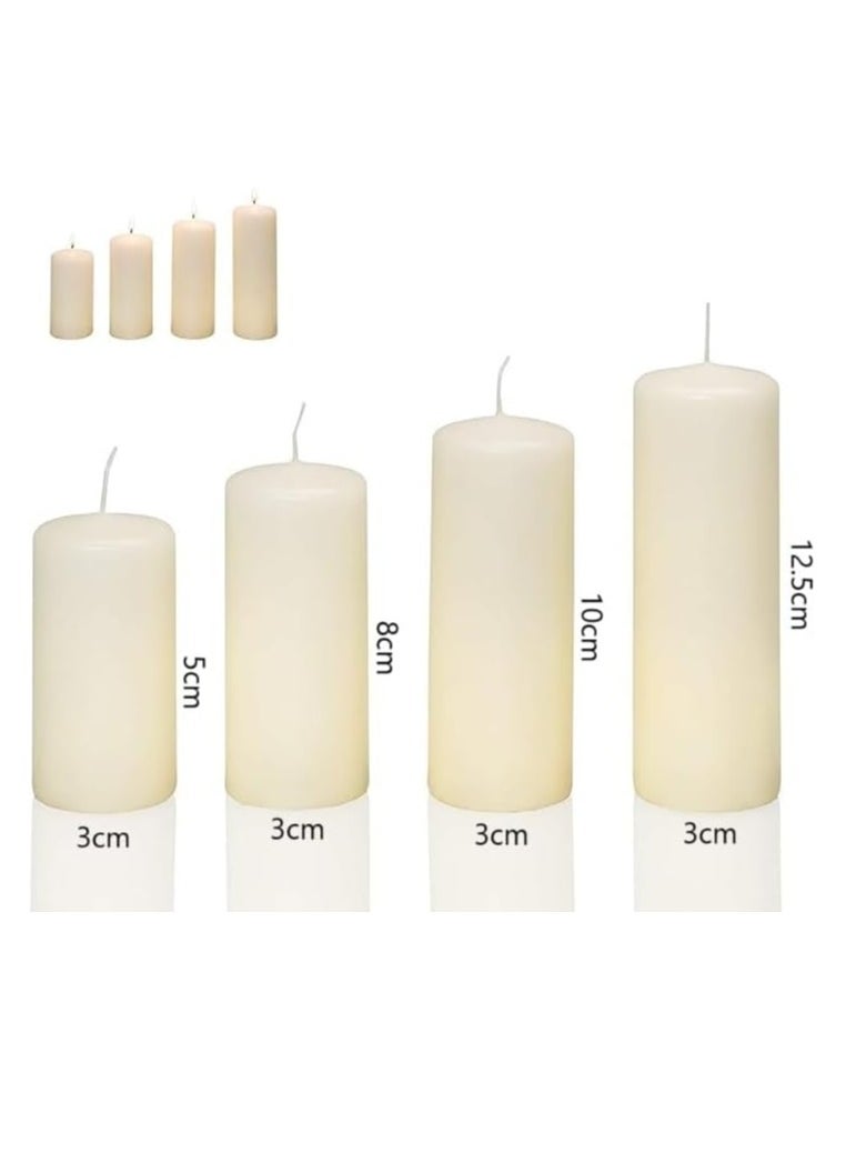Generic - Small Size Plain White Pillar Candles Set of 4 Different Size Unscented Decorative Candles with Long Burn Time Perfect for Atmospheric Lighting and Home Decor (Pack of 2) - Image 1
