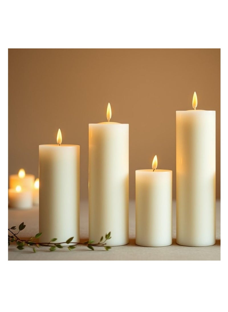 Generic - Small Size Plain White Pillar Candles Set of 4 Different Size Unscented Decorative Candles with Long Burn Time Perfect for Atmospheric Lighting and Home Decor (Pack of 2) - Image 1