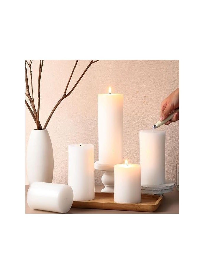 Generic - Small Size Plain White Pillar Candles Set of 4 Different Size Unscented Decorative Candles with Long Burn Time Perfect for Atmospheric Lighting and Home Decor (Pack of 2) - Image 1