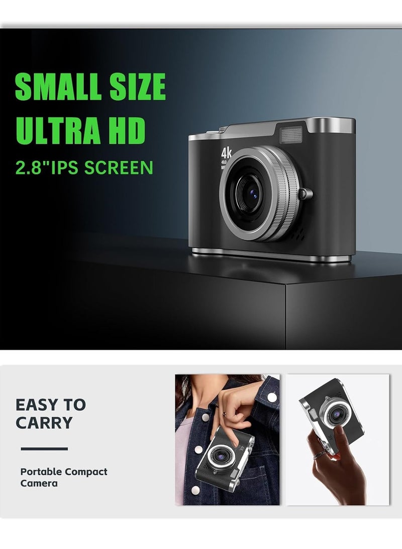 ZetRA 4k CCD Digital Zoom Student Digital Camera 48MP Portable Digital Photography Camera 180° Flip Screen Selfie Camera，with 128GB SD card - Image 4