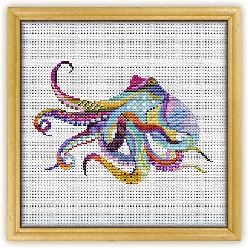 Awesome Pattern Studio Mandala Octopus K295 Counted Cross Stitch KIT. Threads, Needles, 2 Fabrics, Threader, Clippers and 4 Printed Color Patterns. Embroidery Pattern Kit - Image 2