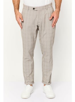 Jack Jones Men Slim Fit Plaid Chino Pants, Grey Combo  - Image 1