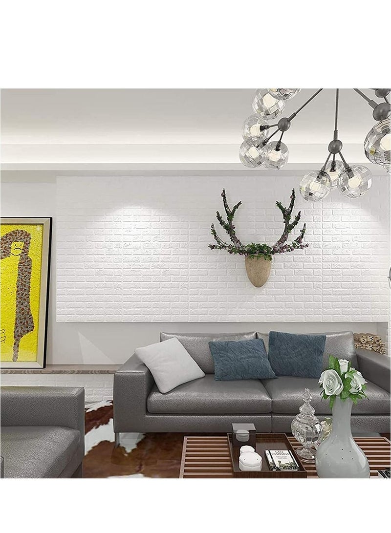 LINGWEI 10PCS 3D Wall Sticker Self Adhesive Wall Panels Waterproof PE Foam White Wallpaper For Living Room TV Wall and Home Decor  - Image 3
