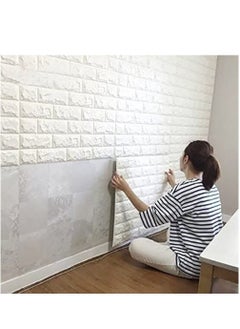 LINGWEI 10PCS 3D Wall Sticker Self Adhesive Wall Panels Waterproof PE Foam White Wallpaper For Living Room TV Wall and Home Decor  - Image 1