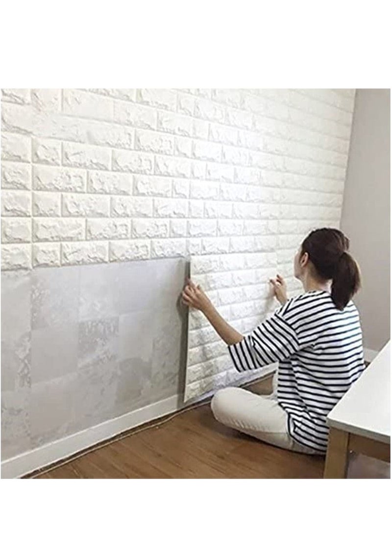 LINGWEI 10PCS 3D Wall Sticker Self Adhesive Wall Panels Waterproof PE Foam White Wallpaper For Living Room TV Wall and Home Decor  - Image 1