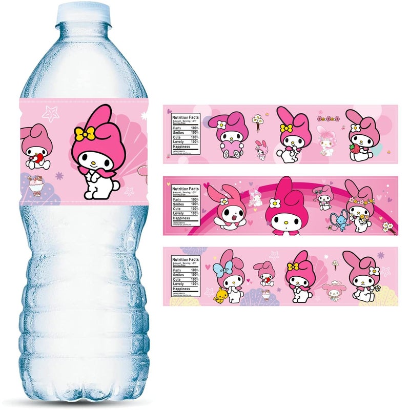 ARHAVI 24PCS Melody Water Bottle Labels Melody Birthday Party Supplies Party Favors for My Melody Birthday Decorations - Image 2