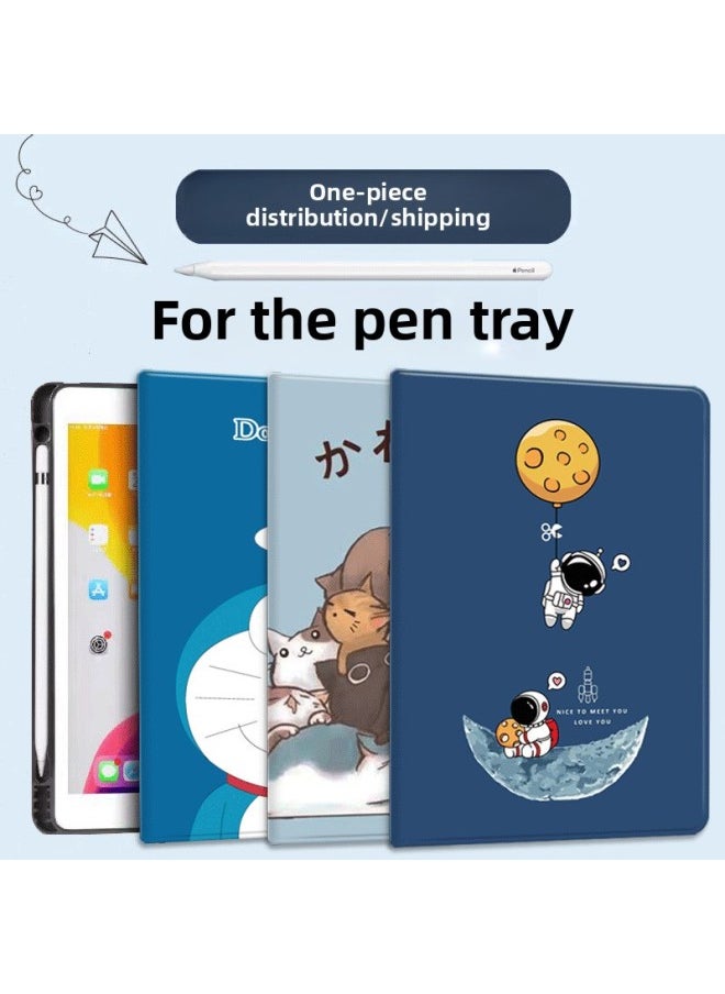 Applicable Ipad Protective Case 7/8/9 Generation 10.2 With Pen Slot 2022 10 Generation Pro11 Silicone Air5 10.9-Color:Cloud Pony [Pen Slot]]-Applicable Model:2020/2021 Pro11-inch