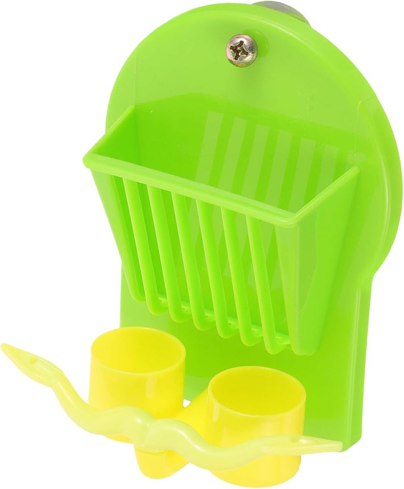 Parrot Cage Feeder with Vegetable Holder, Plastic Small Bird Food Dispenser, Anti-Spill Feed Container for Parakeet, Cockatiel, and Young Birds in Cage - Image 1