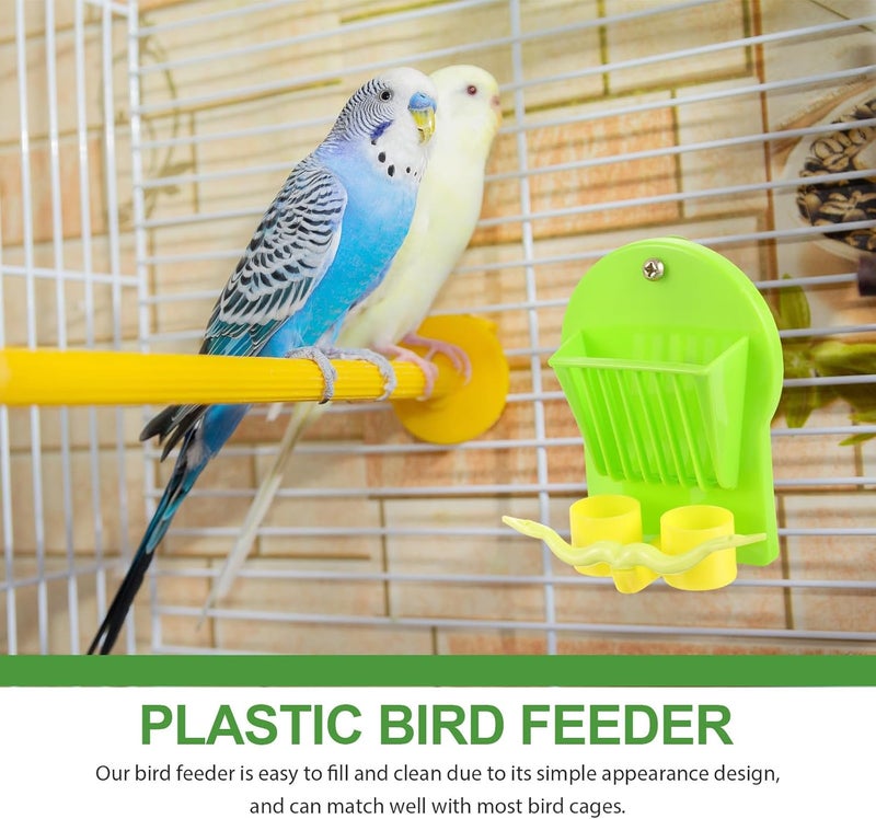 Parrot Cage Feeder with Vegetable Holder, Plastic Small Bird Food Dispenser, Anti-Spill Feed Container for Parakeet, Cockatiel, and Young Birds in Cage - Image 3