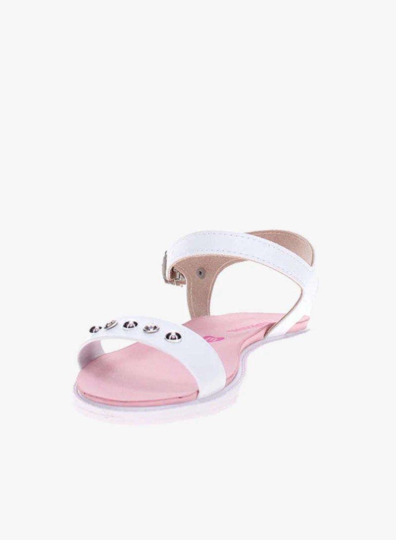 موليكينها صنادل مولكينها جونيور للبنات بحزام خلفي أبيض | صنع في البرازيل