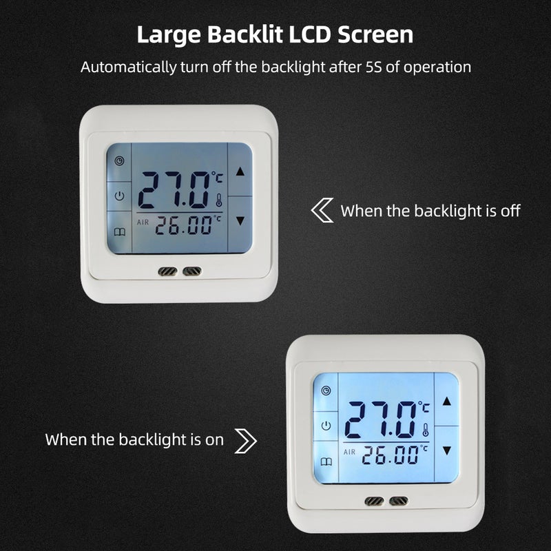 مستخدم حرارة الأرض 16 أبيض شاشة لمس LCD - مادة سي بي مقومة للاشتعال чиب ذكي لأغلفة التسخين الكهربائية وأجهزة التدفئة ومكيفات الهواء المركزية - Image 2