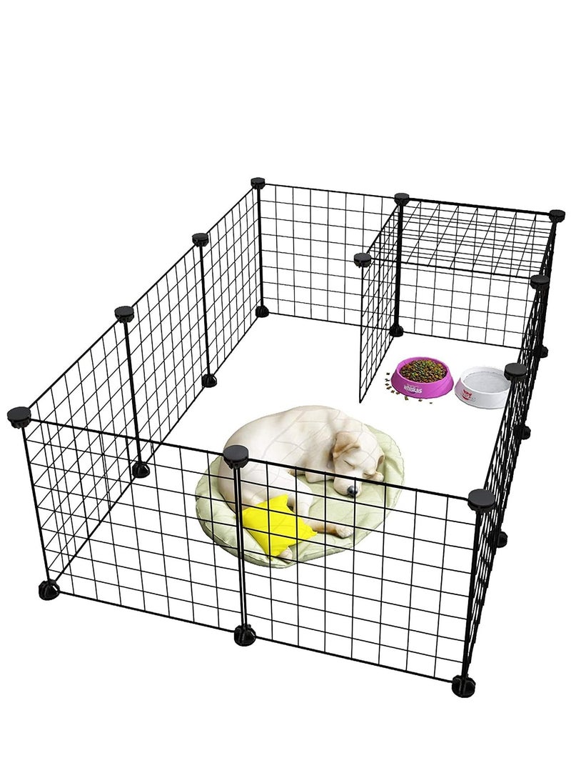 HomarKet 12 Panels Pet Playpen Portable Pet Playpen Metal for Small Animals Pet Playpen Panels Rabbits Can Be Cage for Dog and Cat Dog Fence Black  - Image 1