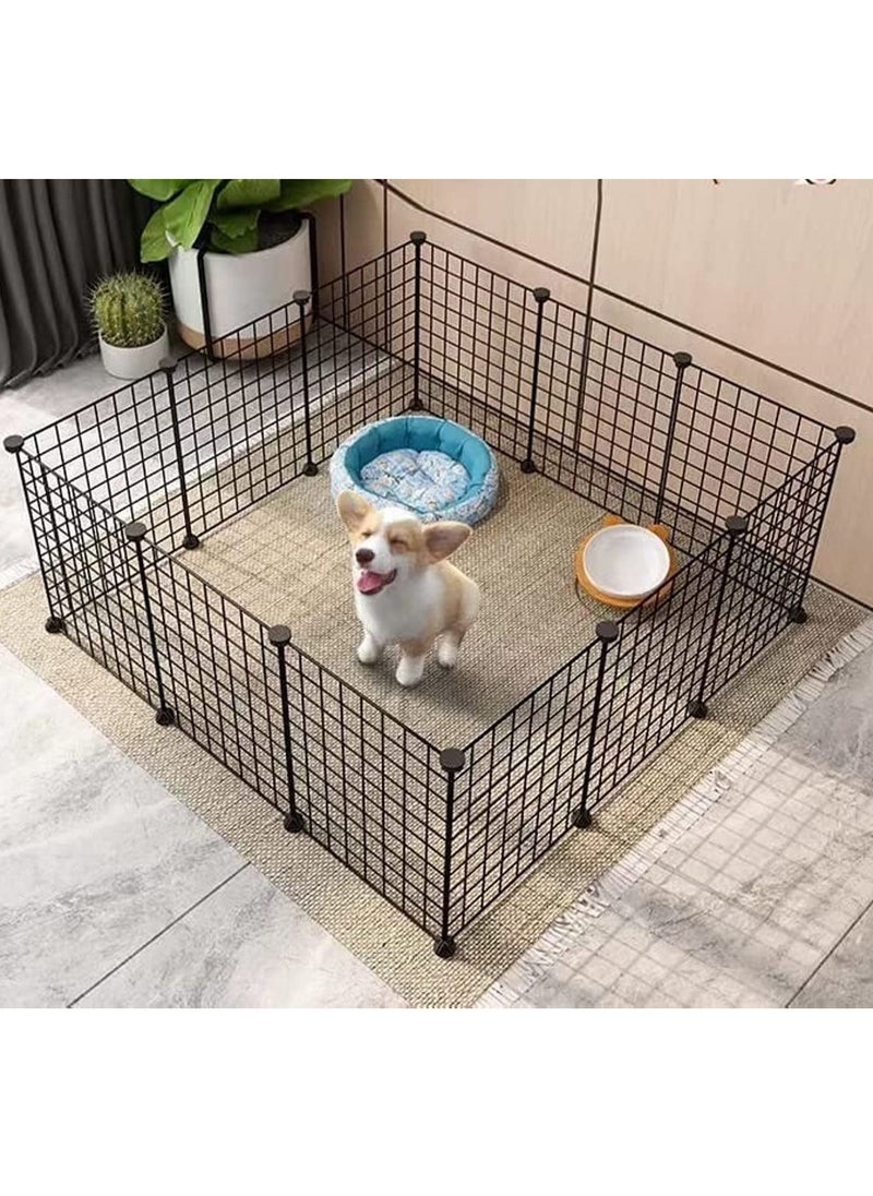 HomarKet 12 Panels Pet Playpen Portable Pet Playpen Metal for Small Animals Pet Playpen Panels Rabbits Can Be Cage for Dog and Cat Dog Fence Black  - Image 2